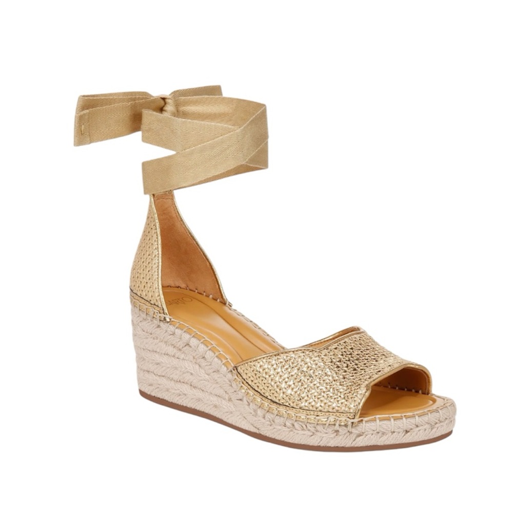 Franco‎ Sarto Women’s Casey Ankle Wrap Espadrille Platform Wedge Sandal Size 10M